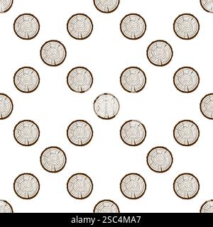 Tree trunk cuts with cracks seamless pattern Stock Vector