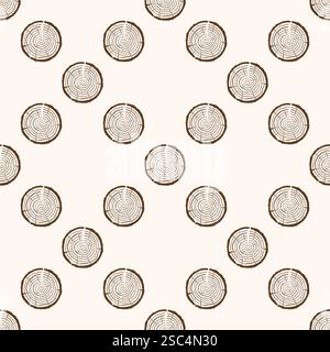 Tree trunk cuts with cracks seamless pattern Stock Vector