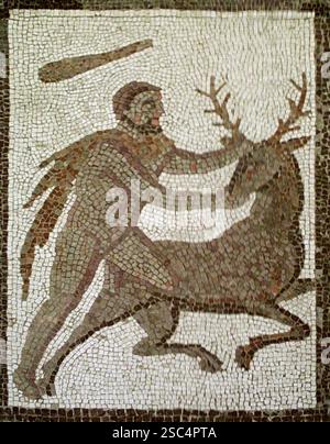 The Labours Of Hercules Roman Mosaic Detail Of The Central Panel With the-labours-of-hercules-roman-mosaic-detail-of-the-central-panel-with