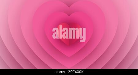 Happy Valentine's Day web banner illustration. Cute heart shape ...