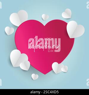 Valentines Day card with cute paper cut hearts. Stock Vector platform - stock illustration Stock Vector