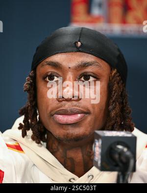 Xavier Worthy Rashee Rice Kansas City Chiefs wide receiver Rashee Rice (4) arrives at the stadium ...