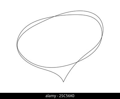 Minimalist continuous one-line drawing of a speech bubble icon. Simple and modern line art representing messaging, Stock Vector