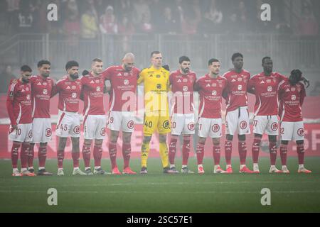 Brest, France. 01st Feb, 2025. Team of Brest during the French championship Ligue 1 football match between Stade Brestois (Brest) and Paris Saint-Germain on 1 February 2025 at Francis Le Ble stadium in Brest, France - Photo Matthieu Mirville/DPPI Credit: DPPI Media/Alamy Live News Stock Photo