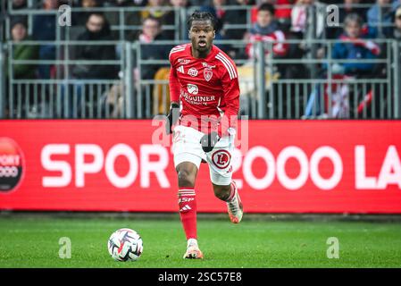 Brest, France. 01st Feb, 2025. Bradley LOCKO of Brest during the French championship Ligue 1 football match between Stade Brestois (Brest) and Paris Saint-Germain on 1 February 2025 at Francis Le Ble stadium in Brest, France - Photo Matthieu Mirville/DPPI Credit: DPPI Media/Alamy Live News Stock Photo