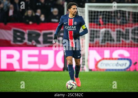 Brest, France. 01st Feb, 2025. MARQUINHOS of PSG during the French championship Ligue 1 football match between Stade Brestois (Brest) and Paris Saint-Germain on 1 February 2025 at Francis Le Ble stadium in Brest, France - Photo Matthieu Mirville/DPPI Credit: DPPI Media/Alamy Live News Stock Photo