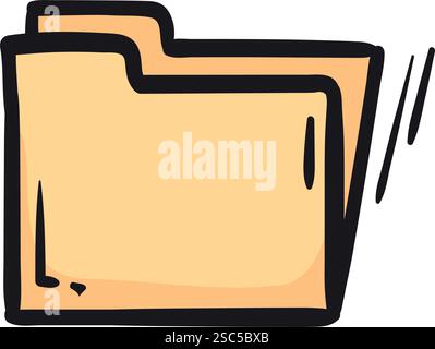 Bright vector hand drawn folder icon. Editable sign, symbol on white background. Element for design of a website Stock Vector
