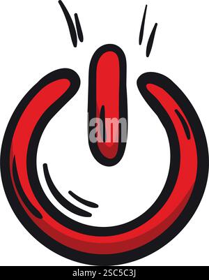 Bright vector hand drawn icon of power, on, off. Editable sign, symbol on white background. Element for design Stock Vector