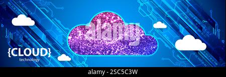Storage technology. Integrated digital web concept background. Cloud element created from shining particles. Vector. Stock Vector