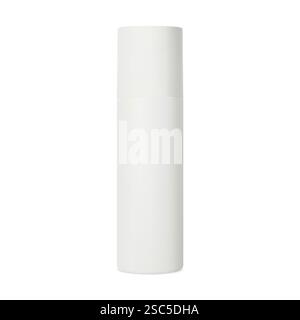 Deodorant spray tin, air aerosol cosmetic bottle blank. White cylinder tube template of perfume freshener sprayer. Antiperspirant mist dispenser can v Stock Vector