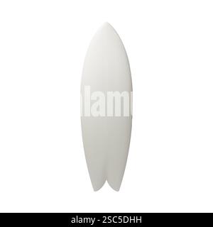 White surfboard mockup, vector object illustration. Surf board graphic template blank, abstract modern silhouette for branding. Extreme summer sea wat Stock Vector