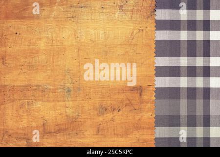 Gray tablecloth on grunge wooden background Stock Photo