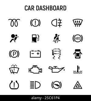 Car Dashboard warning signs and symbols icon 50 set single stroke ...