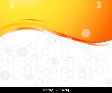 Abstract orange hexagonal background gradient modern geometric design. Abstract technology geometric design. Stock Vector