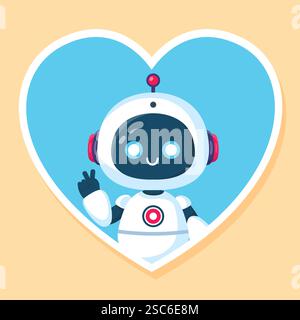 A robot in love. Cartoon characters. Vector illustration. Stock Vector