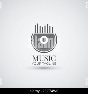 Disc music play logo simple design Stock Vector