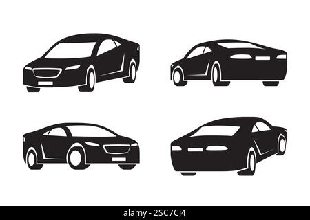 Luxury sport car in different perspective – vector illustration Stock Vector