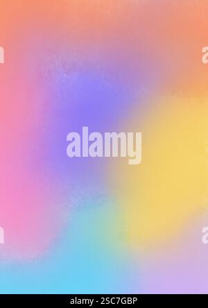 Colourful blurry abstract rainbow gradient background. Smooth transitions of vivid bright colours with noise. Trendy wallpaper with film grain effect. Stock Photo