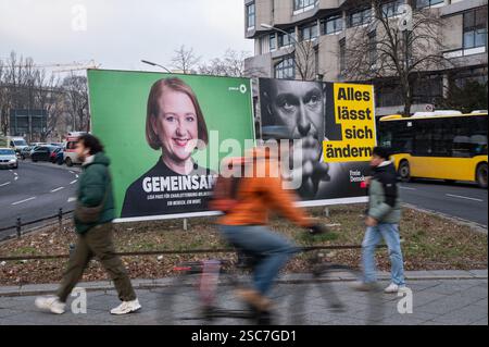 17.01.2025, Germany, Berlin, Berlin - Election posters at Ernst-Reuter-Platz of the Berlin Green Party's top candidate Lisa Paus and the FDP's top can Stock Photo