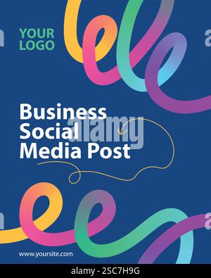 business social media post template. modern gradient line design Stock Vector