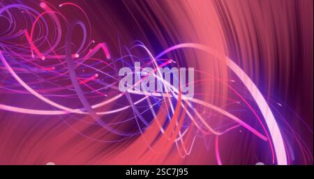 Colorful abstract image with swirling lines and light trails over gradient background Stock Photo