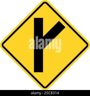 Diagonal side road intersection sign. Yellow diamond background. Traffic signs and symbols. Stock Vector