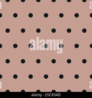 Light pink background black polka seamless pattern. Fabric designs and backgrounds. Stock Vector