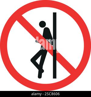 Do not lean on glass sign. Red circle cross out Background. Forbidden signs and symbols. Stock Vector
