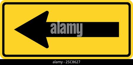 One directional arrow sign. Yellow rectangle background. Traffic signs and symbols. Stock Vector