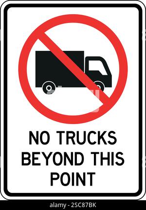 No trucks beyond this point prohibited sign. Traffic signs and symbols. Stock Vector