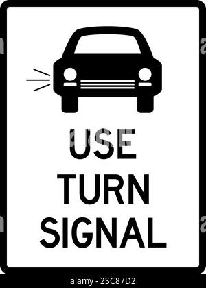 Use turn signal sign. Black on White background. Traffic signs and symbols. Stock Vector