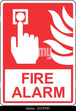 Press fire alarm sign. Fire exit Emergency signs and symbols. Stock Vector