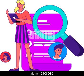 Personnel doing job interview flat vector concept operation hand drawn illustration Stock Vector