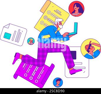 Personnel doing job interview flat vector concept operation hand drawn illustration Stock Vector