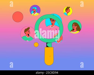 Personnel doing job interview flat vector concept operation hand drawn illustration Stock Vector