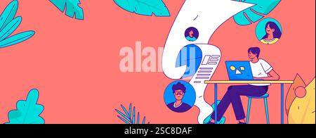 Personnel doing job interview flat vector concept operation hand drawn illustration Stock Vector