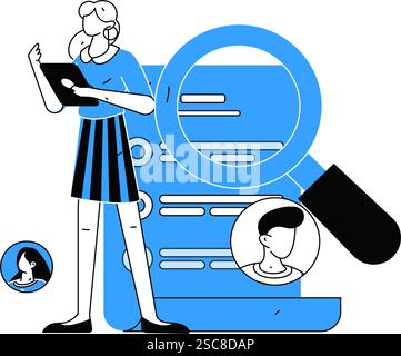 Personnel doing job interview flat vector concept operation hand drawn illustration Stock Vector
