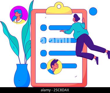 Personnel doing job interview flat vector concept operation hand drawn illustration Stock Vector