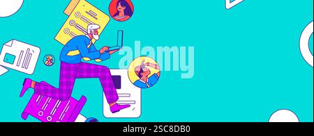 Personnel doing job interview flat vector concept operation hand drawn illustration Stock Vector