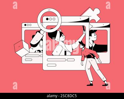 Personnel doing job interview flat vector concept operation hand drawn illustration Stock Vector