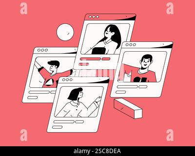 Personnel doing job interview flat vector concept operation hand drawn illustration Stock Vector