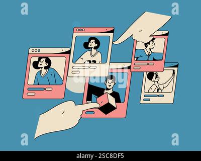 Personnel doing job interview flat vector concept operation hand drawn illustration Stock Vector