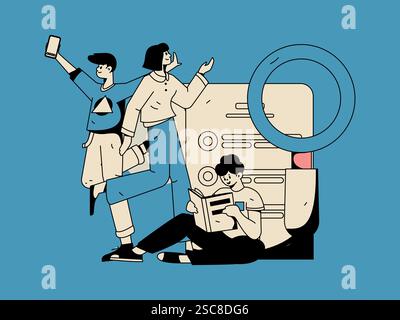 Personnel doing job interview flat vector concept operation hand drawn illustration Stock Vector