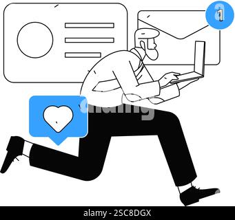 Personnel doing job interview flat vector concept operation hand drawn illustration Stock Vector