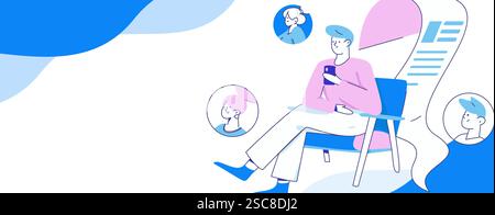 Personnel doing job interview flat vector concept operation hand drawn illustration Stock Vector