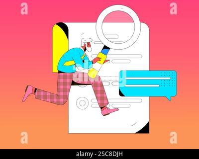 Personnel doing job interview flat vector concept operation hand drawn illustration Stock Vector