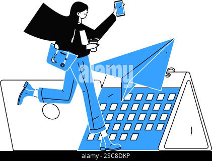 Personnel doing job interview flat vector concept operation hand drawn illustration Stock Vector