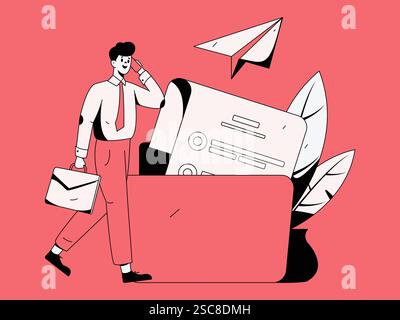 Personnel doing job interview flat vector concept operation hand drawn illustration Stock Vector