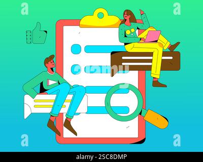 Personnel doing job interview flat vector concept operation hand drawn illustration Stock Vector