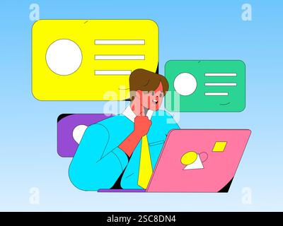 Personnel doing job interview flat vector concept operation hand drawn illustration Stock Vector